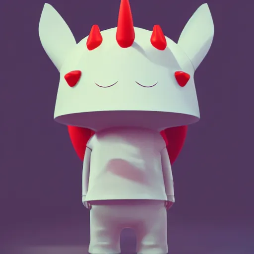 Image similar to a big head Moomin, two tiny horns, 3D art, Finnish green, Baymax style, sweetness, technology, futurism, kawaii, Marina Dieul, Monchhich, Kristina Shablina, 8K