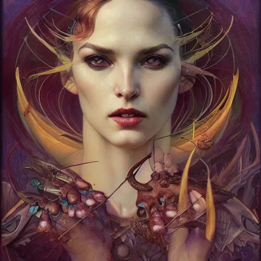 Image similar to '' fantasy fish, concept art, schematics, gnarly details painted by tom bagshaw, norman rockwell, mucha, gurney''