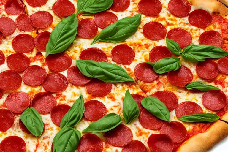 Image similar to a pizza with among us character-shaped pepperoni on top. Food photography, studio photography, highly detailed