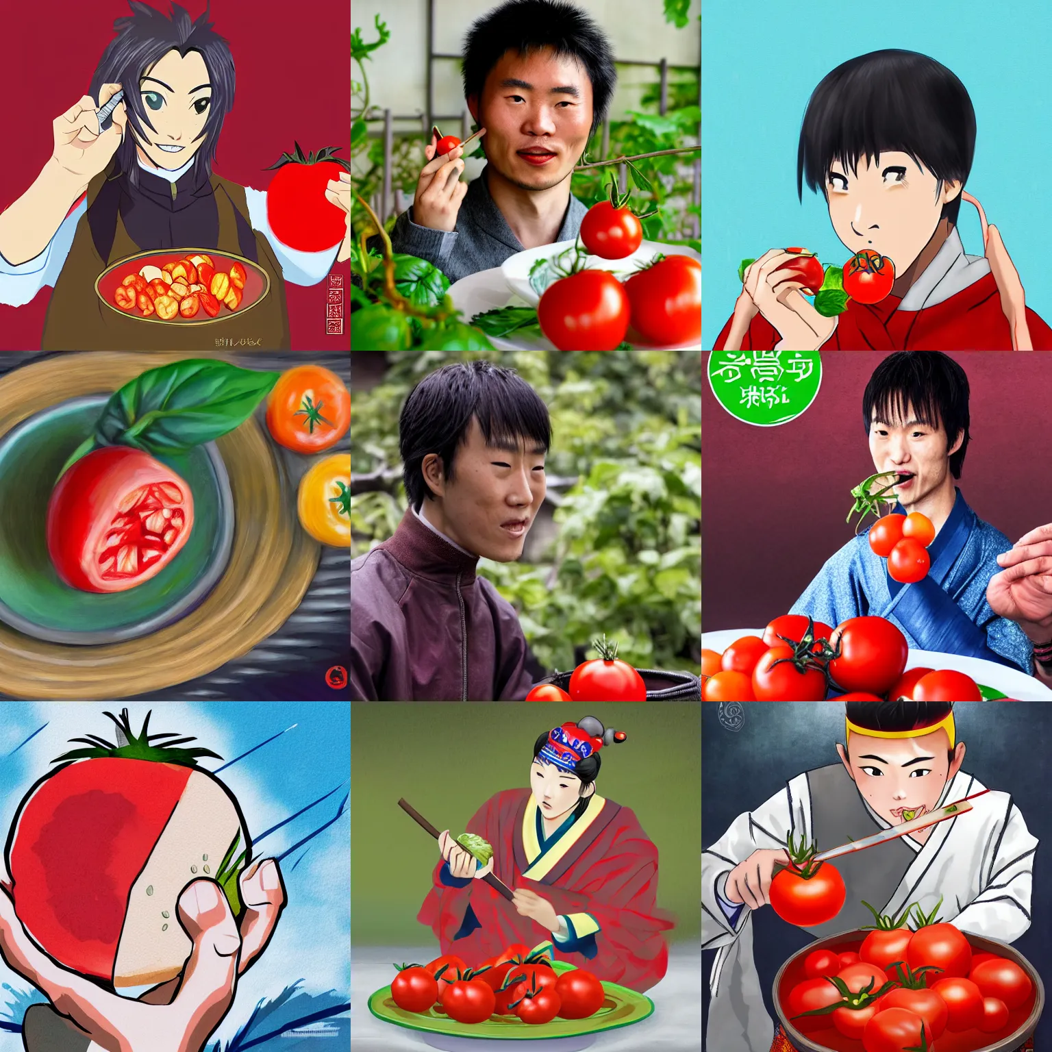 Prompt: Ganyu from Genshin Impact eating a tomato, 4k, digital art