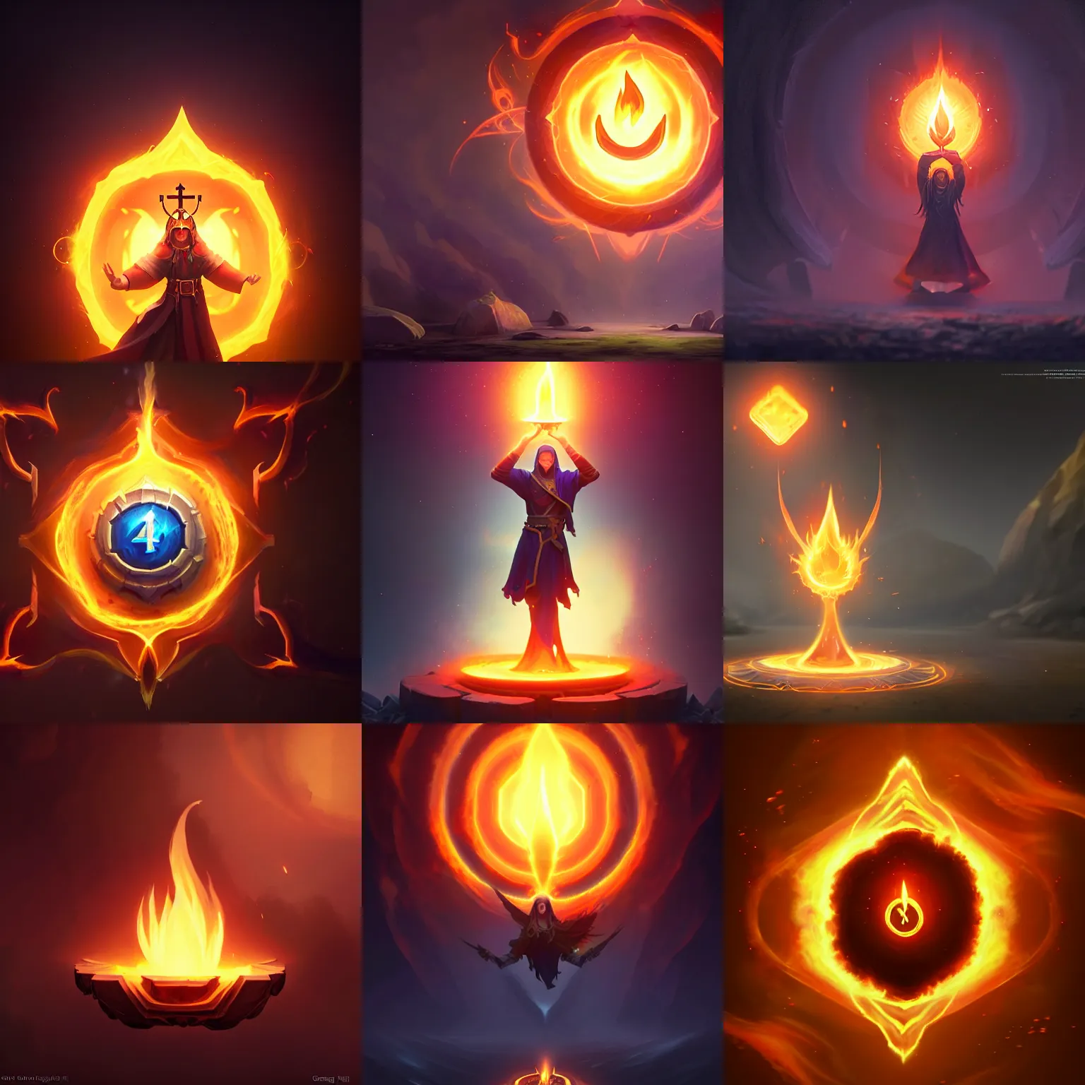 Prompt: floating, centered, holy flame crown spell, no people, hearthstone, c 4 d, digital painting art, fantasy game spell symbol, by greg rutkowski