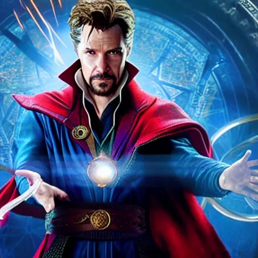 Image similar to A still of John Constantine as Doctor Strange in Avengers Endgame, award winning photo, unreal engine, highly detailed features