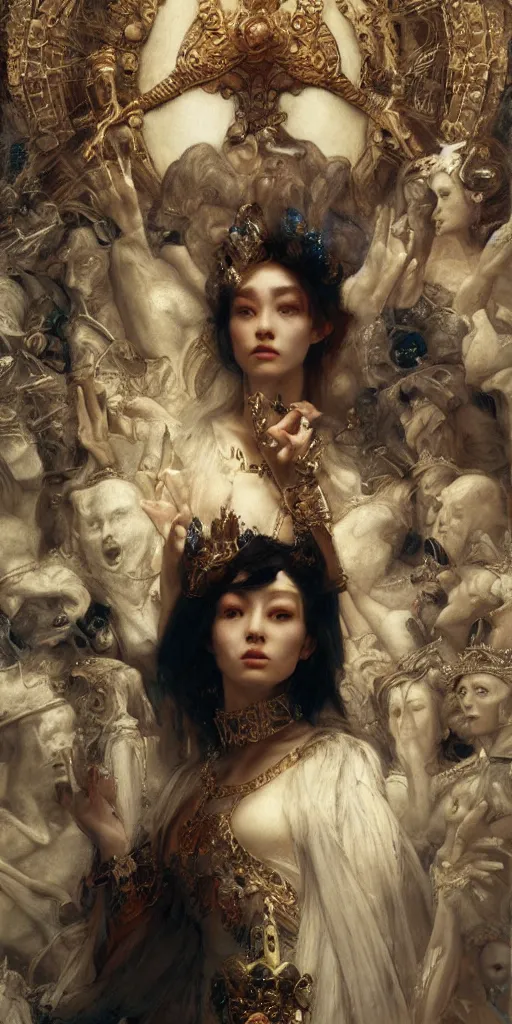 Image similar to queen, masterpiece by Edgar Maxence and Ross Tran and Michael Whelan, 8k, octane render