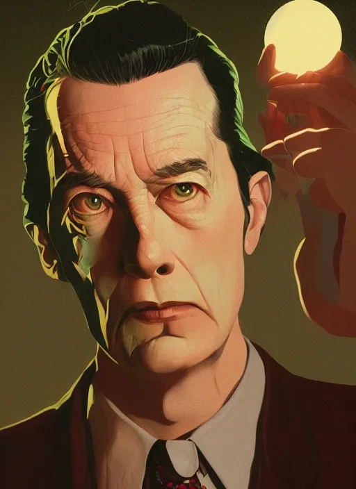 Prompt: Twin Peaks poster artwork by Michael Whelan and Tomer Hanuka, Karol Bak, Rendering of one eyed jack, from scene from Twin Peaks, full of details, by Makoto Shinkai and thomas kinkade, Matte painting, trending on artstation and unreal engine