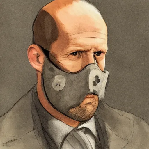 Image similar to aquatint portrait Detective Sergeant Jason Statham wearing a bloodhound mask whilst donning a tan trenchcoat honore daumier jeff simpson koya nakatsudo amalia ulman hideaki takamura scrimshaw