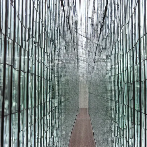 Prompt: a glass maze