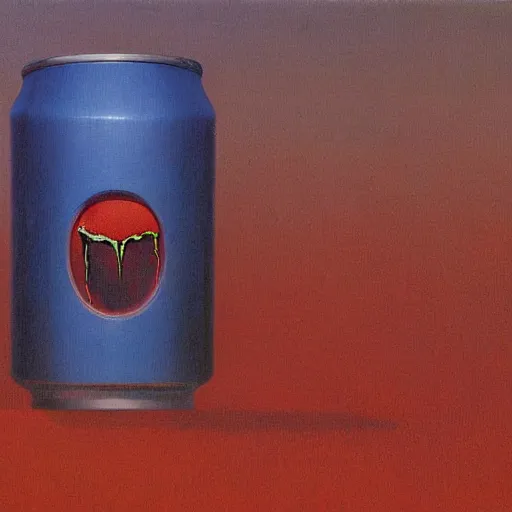 Prompt: can of Monster energy drink by Zdzisław Beksiński, oil on canvas