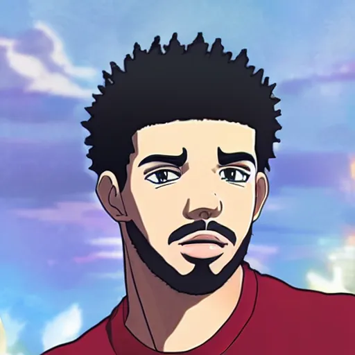 Image similar to portrait of Drake in an anime cartoon