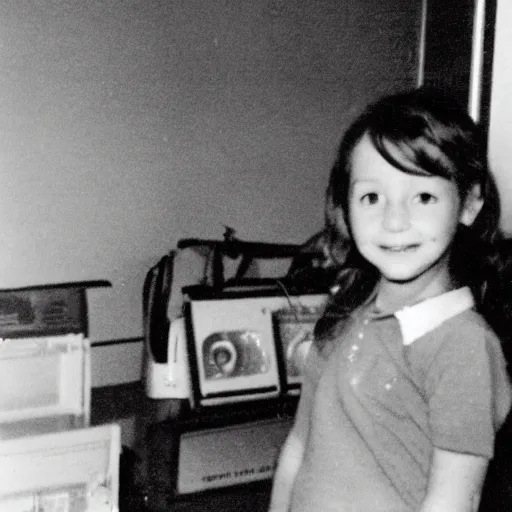 Prompt: The last known picture of Jessica Smith, before being abducted by aliens, circa 1982, photograph