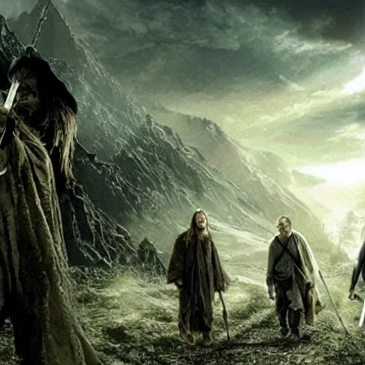 Image similar to post-apocalyptic fellowship of the ring