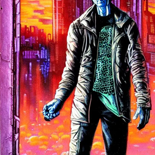 Image similar to neuromancer, painted by howard lyon