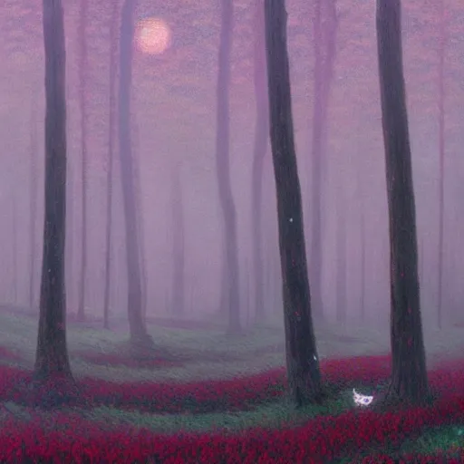 Image similar to A magical forest by Simon Stålenhag and Claude Monet