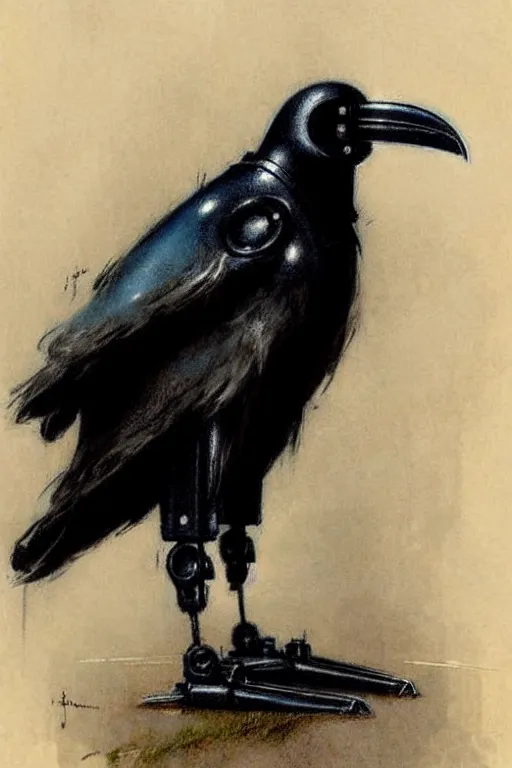 Prompt: (((((1950s robot raven . muted colors.))))) by Jean-Baptiste Monge !!!!!!!!!!!!!!!!!!!!!!!!!!!!!!