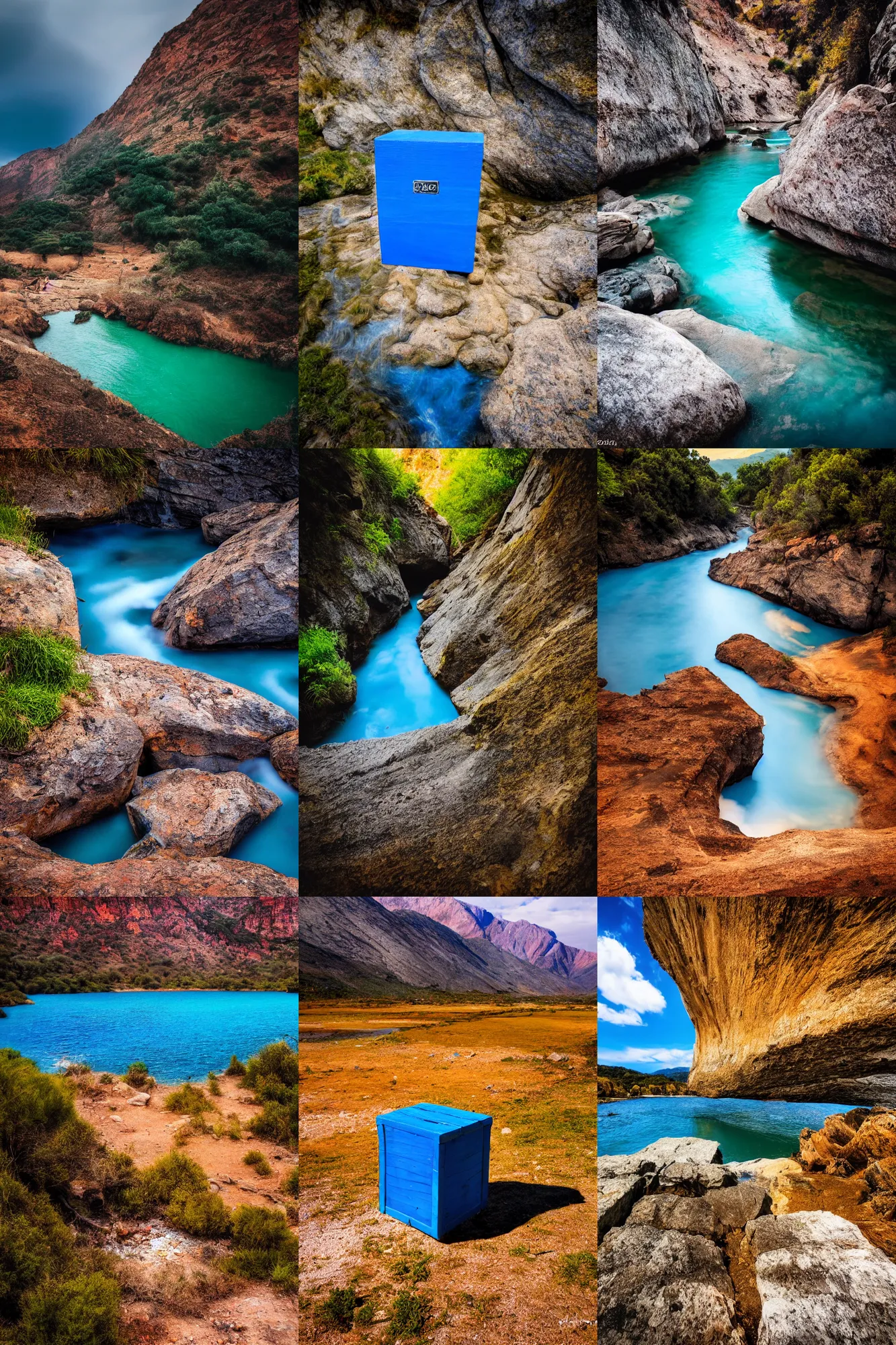 Prompt: cajon del azul, el bolson, landscape photography, 2 0 mm, 4 k, high quality