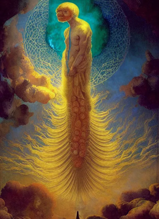 Image similar to antediluvian occult cosmology, panspermia, by robert hooke and ernst haeckel and agostino arrivabene and joaquin sorolla, rule of thirds, vivid colours, atmospheric, digital painting, artstation, concept art, smooth, sharp focus, negative space, illustration, digital painting