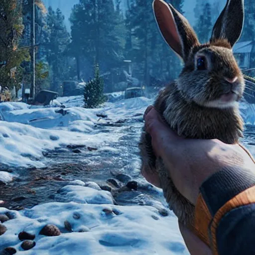 Image similar to a rabbit in the video game Far cry 5