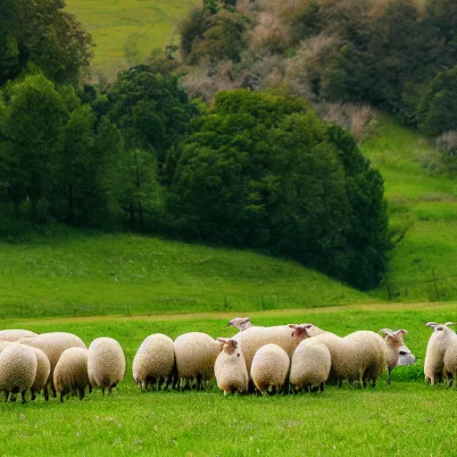 Prompt: detailed sheep grazing in field