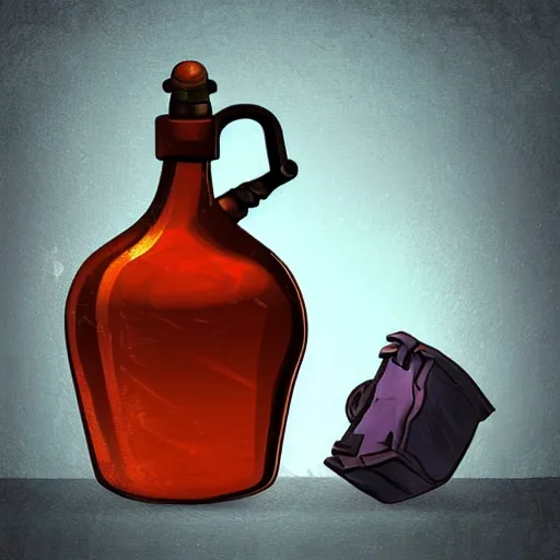 Prompt: a potion bottle, rpg, digital art, dark background