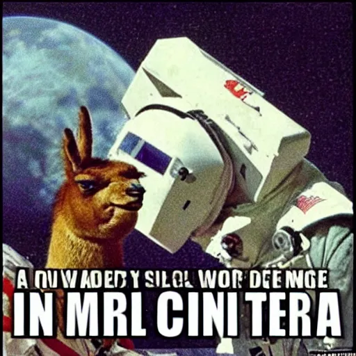 Image similar to An smug astronaut llama calls home