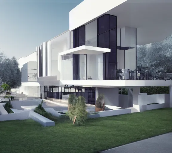 Prompt: 3d render of a modern luxurious house depicted by James Jean, award winning