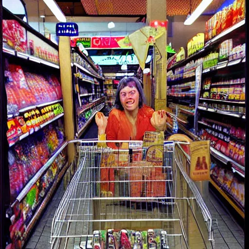 Prompt: photograph, realistic, detailed, beautiful. steve mccully. i took her to a supermarket i don't know why but i had to start it somewhere so it started there i said pretend you've got no money she just laughed and said oh you're so funny