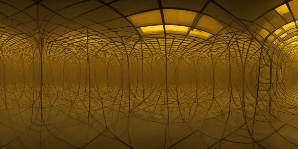 Prompt: a complex organic ceramic fractal forms in the glass room laboratory with control panels, golden hour lighting, film still from the movie directed by denis villeneuve with art direction by wayne barlowe and salvador dali, wide lens, f 3 2, 5 7 6