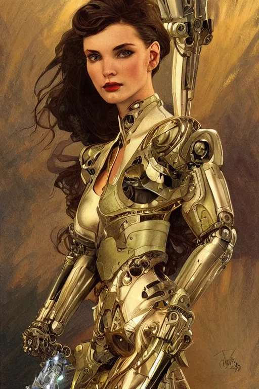 Image similar to organic cyborg holding a weapon, art deco, rim lighting, fantasy, intricate, elegant, highly detailed, lifelike, photorealistic, digital painting, artstation, illustration, concept art, smooth, sharp focus, art by John Collier and Albert Aublet and Krenz Cushart and Artem Demura and Alphonse Mucha