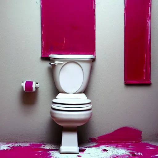 Image similar to photograph of a toilet. the toilet is covered in paint.