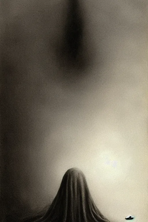 Prompt: existential crisis by Zdzisław Beksiński, intrincate, detailed, moody, dark, oppressive