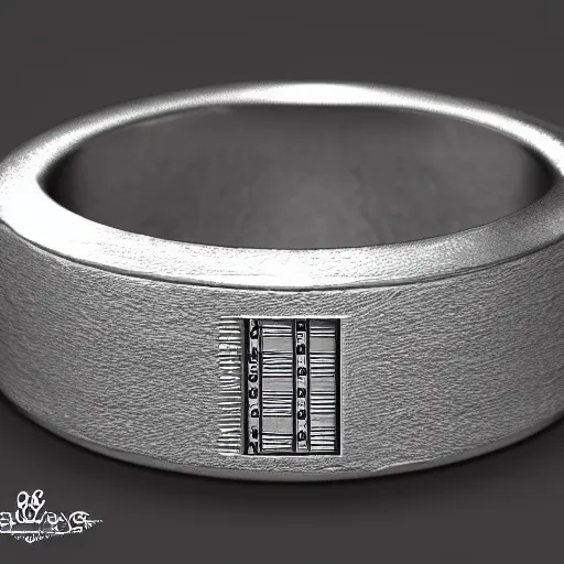 Image similar to the ring from lord if the rings with an imprinted ruler, cm scale imprinted on the inside of the ring, highly detailed, 8 k, trending on artstation, mystic, rpg artwork