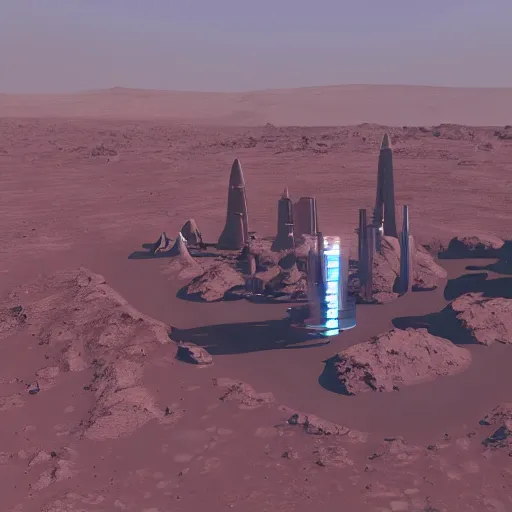 Image similar to a city on mars inspired by elon musk