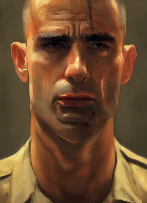 Image similar to realistic portrait of travis bickle from taxi driver, trending on artstation, low angle oil painting and composition laws, cinematic lighting, hyperdetailed, cgsociety, 8 k