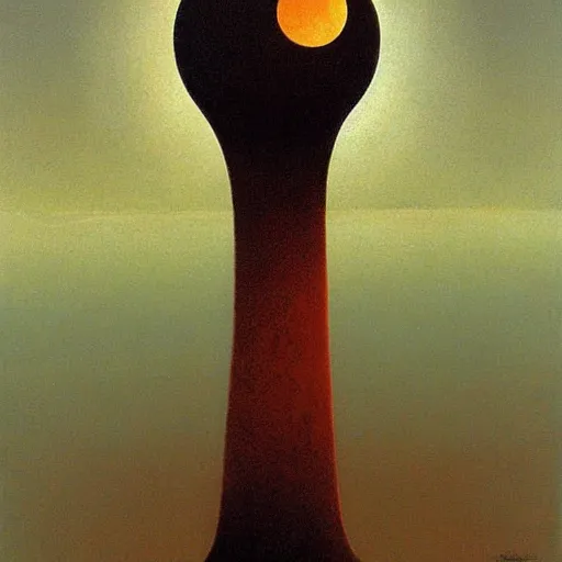 Image similar to full moon in the style of zdzisław beksinski