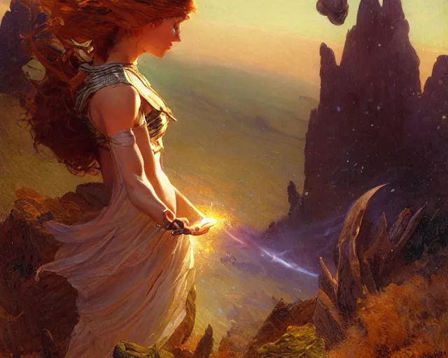 Prompt: sorceress casting powerful meteor spell in the plains. highly detailed painting by gaston bussiere, craig mullins, j. c. leyendecker 8 k