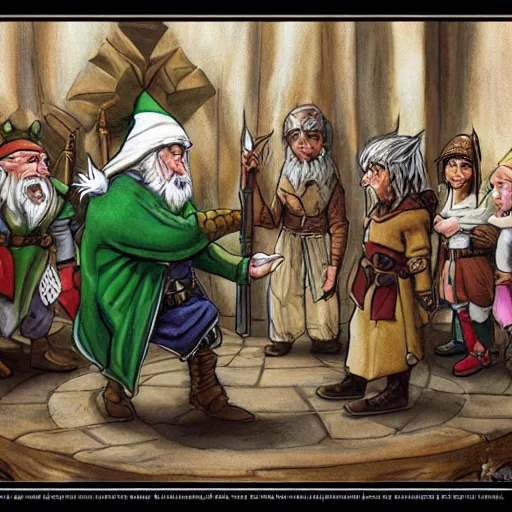 Image similar to elf meeting a dwarf by rob rey dungeons and dragons