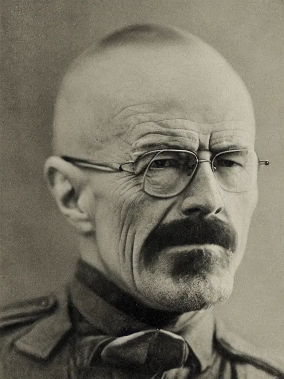 Image similar to !dream portrait of Walter White, ww1 photo, grainy, high detail, high resolution,