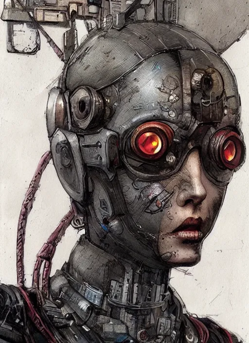 Image similar to female cyberpunk demigod, character design by enki bilal, close - up, detailed, intricate, moody : : very coherent, trending on artstation