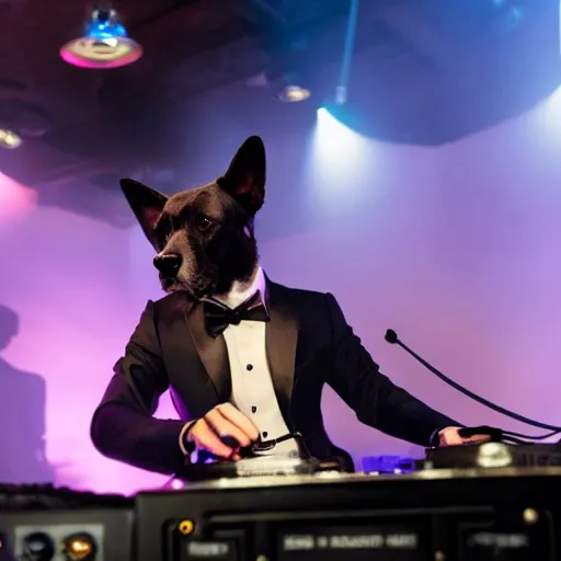 Image similar to a dog on the dj decks