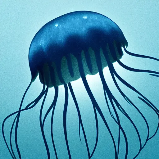 Prompt: close up of a jellyfish swimming in the ocean, hyper realistic, 4 k,