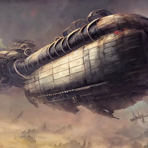 Image similar to a brutalist painting of a large steampunk airship on the ground destroyed, by charlie bowater, 4 k