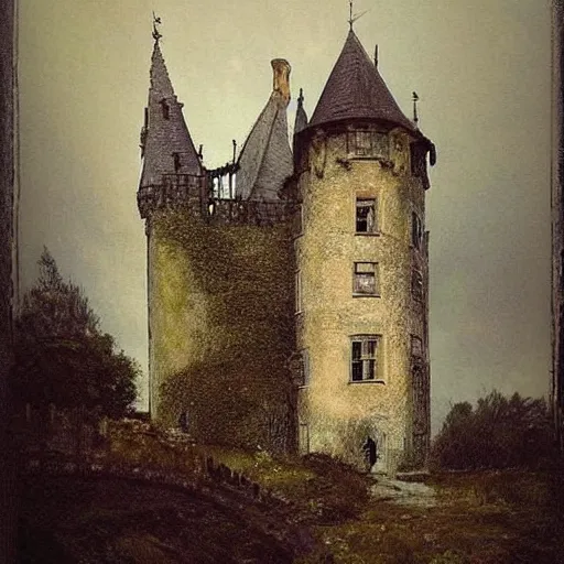 Image similar to (((((((Gothic revival castle gatehouse))))))) . muted colors. by Jean-Baptiste Monge !!!!!!!!!!!!!!!!!!!!!!!!!!!!!!!!!!!!!!!!