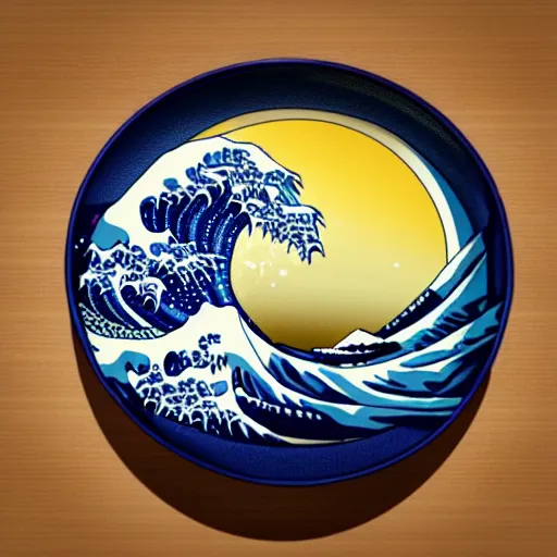 Image similar to The Great Wave as a bowl of ramen,