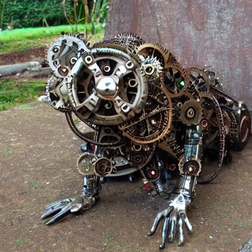 Image similar to river otter made of mechanical steampunk parts