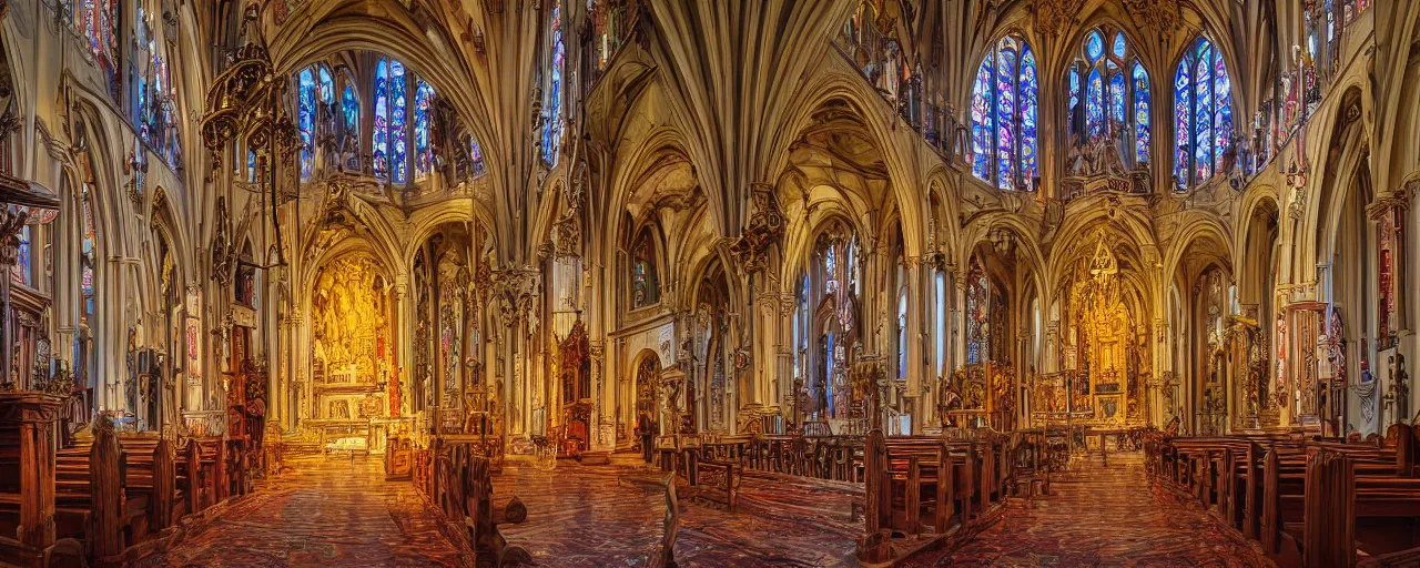Image similar to a catholic church made out of candy, 4 k hdr, smooth, sharp focus, hyper realistic, award - winning photo, old english artstyle
