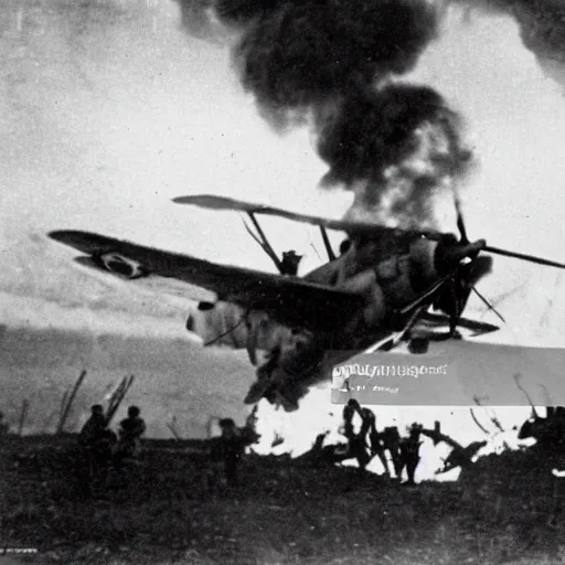 Image similar to ww 2 photo of a stuka dive bomber going up in flames