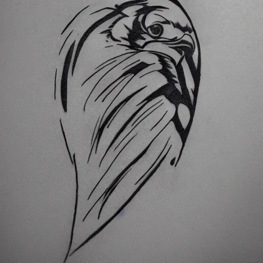 Image similar to tattoo sample stencil. pencil sketch, black and white, hawk