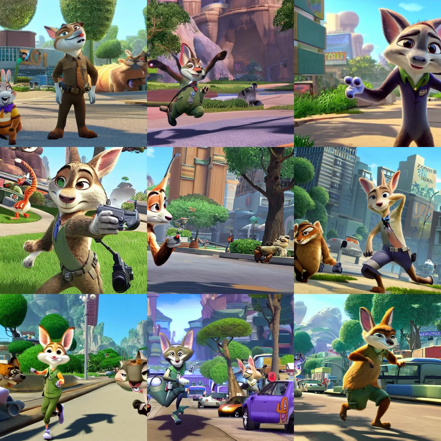 Prompt: Zootopia as a first person shooter for the Nintendo Wii, gameplay screenshot, ESRB Mature