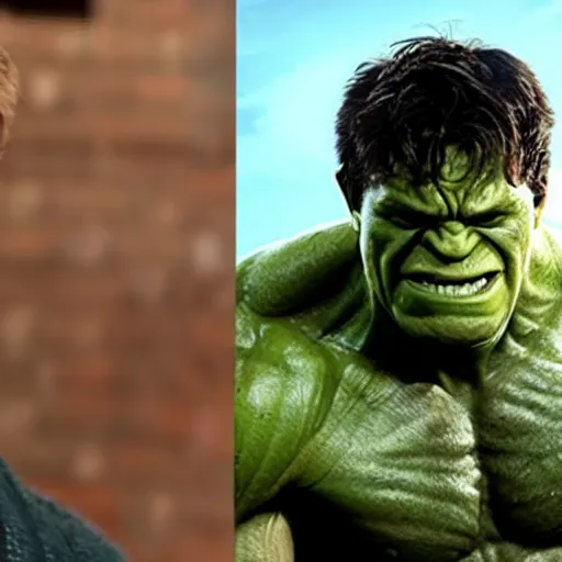 Image similar to tom holland as the hulk