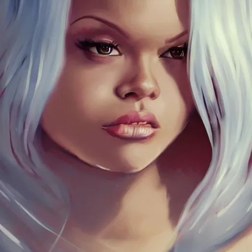 Image similar to lucious trisha paytas in the style of greg rutkowski