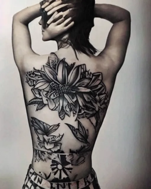 Image similar to emma watson, dope tattoo, hyperrealistic